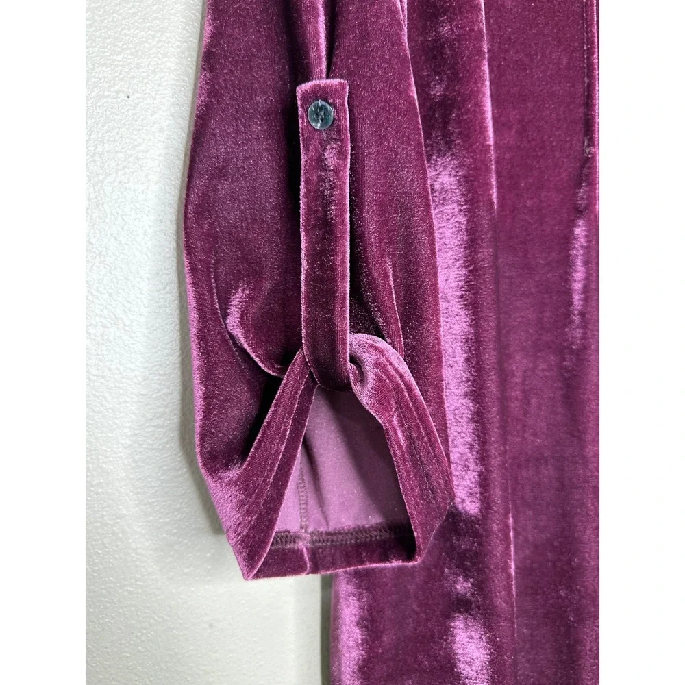 Coldwater Creek Velvet Pleated Tunic Top With Pockets Burgundy PXL‎ Whimsical - Picture 6 of 7